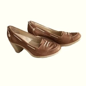 Hush Puppies Pump Heal 3" Block Leather Comfort Sole Arch Support STK504272